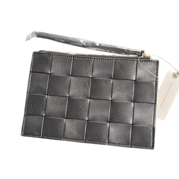 Anthropologie Woven Wristlet Wallet - Polyurethane Small Bag, Black, NWT - Picture 6 of 8